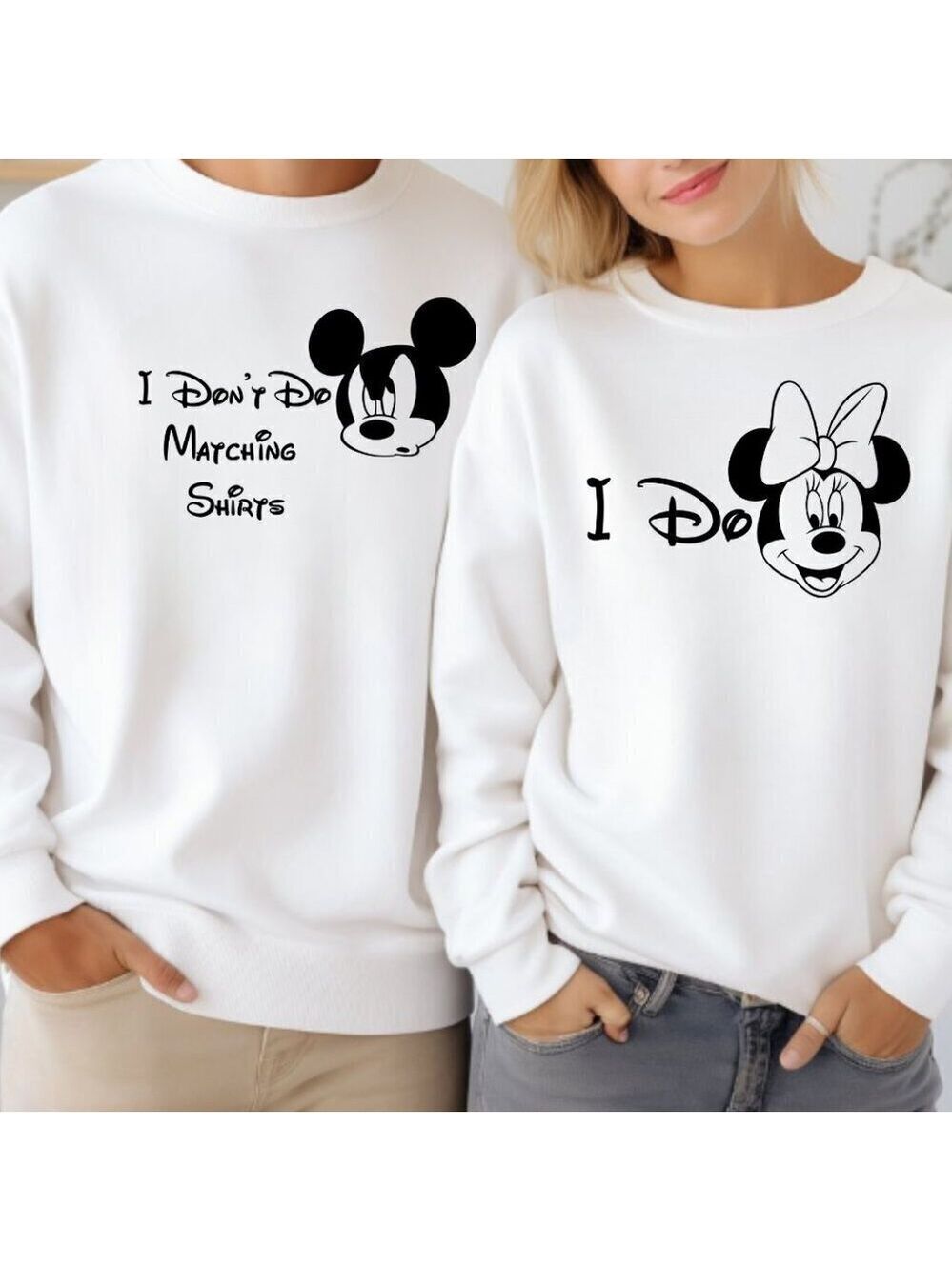 Custom Matching Couples Sweatshirts Sweaters - Mickey Mouse and Minnie Mouse